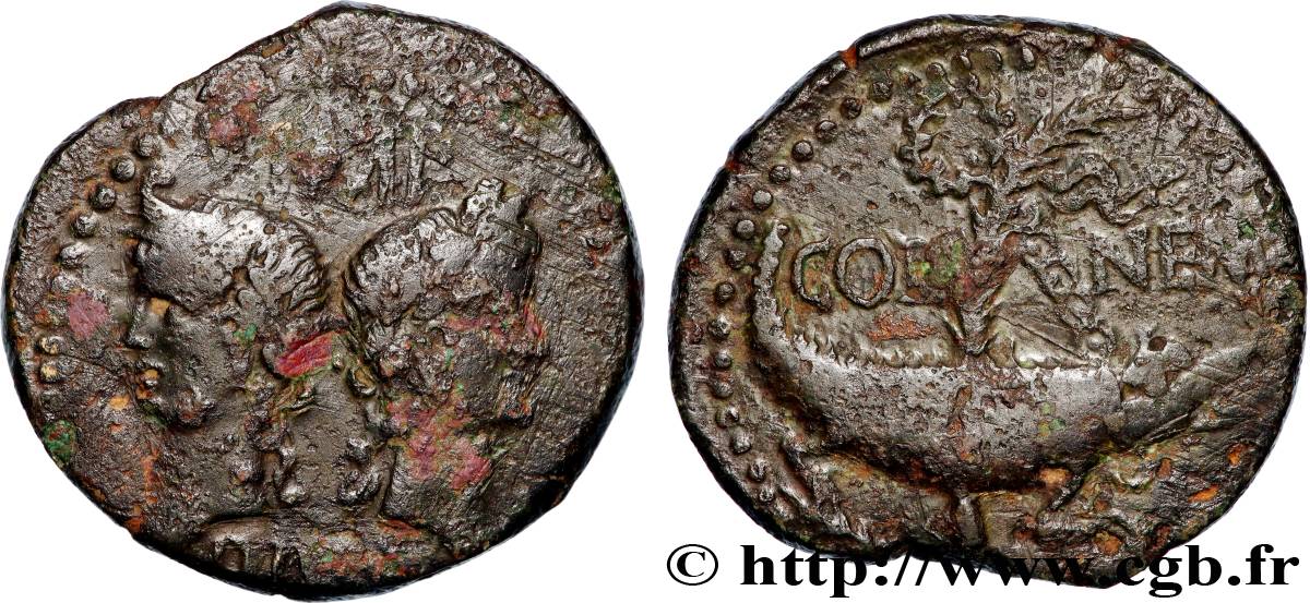 NEMAUSUS - NIMES - AUGUSTUS and AGRIPPA Dupondius COL NEM (as) VF