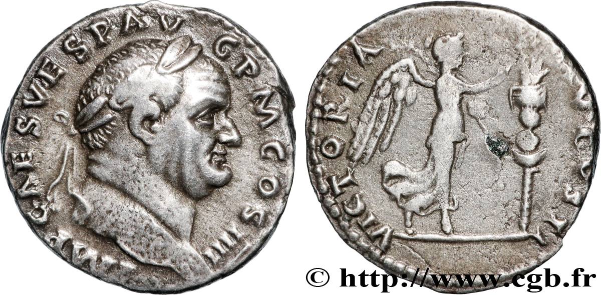 VESPASIAN Denier AU/XF