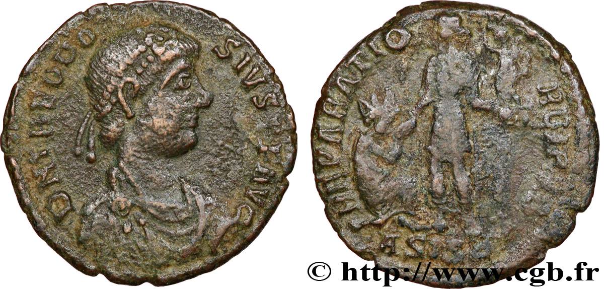 THEODOSIUS I Maiorina pecunia, (MB, Æ 2) fVZ/SS