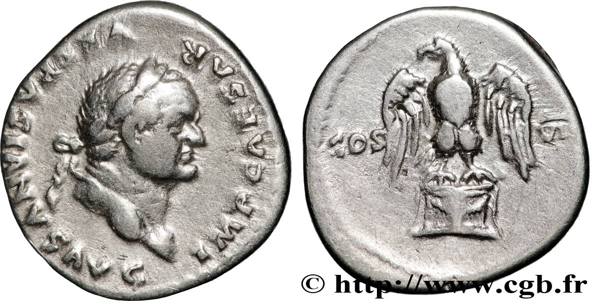 VESPASIAN Denier AU/XF