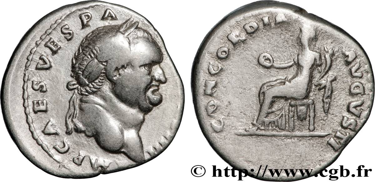 VESPASIAN Denier AU/XF