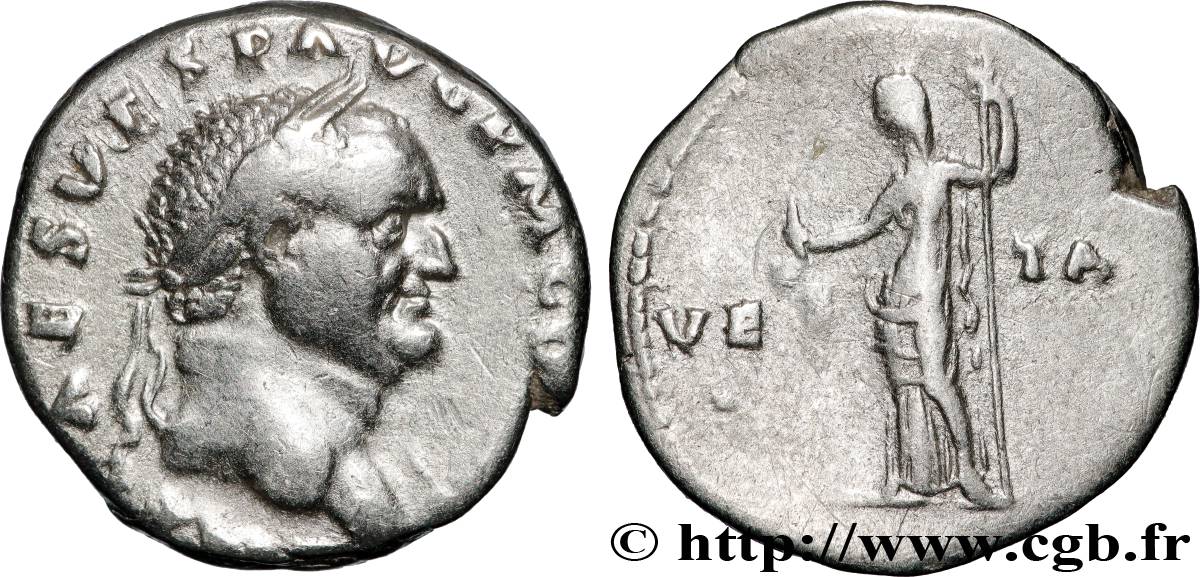 VESPASIAN Denier AU/XF