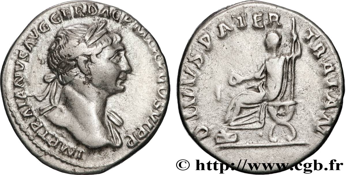 TRAJANUS and TRAJANUS FATHER Denier AU/XF