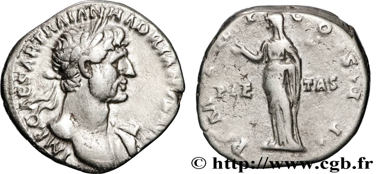 HADRIAN Denier AU/XF