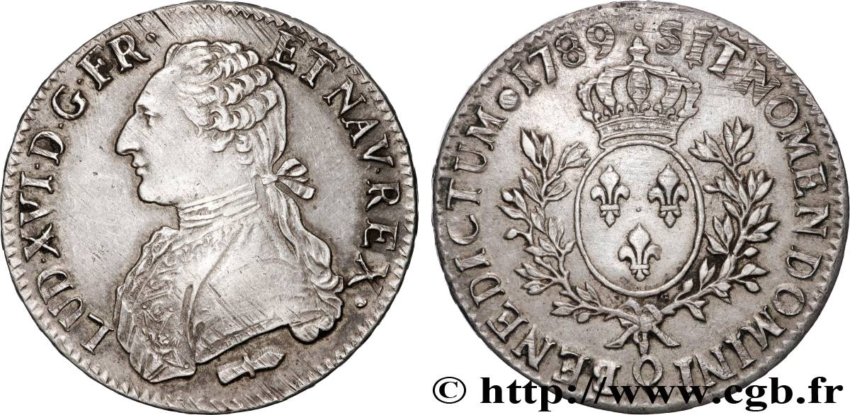 LOUIS XVI Écu aux branches d olivier 1789 Perpignan XF/AU