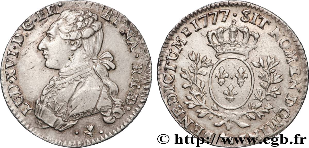 LOUIS XVI Cinquième d écu aux branches d olivier 1777 Pau AU/AU