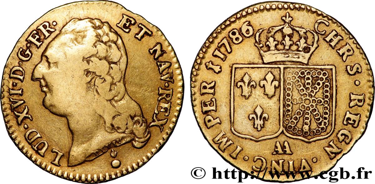 LOUIS XVI Louis d or aux écus accolés 1786 Metz XF/AU