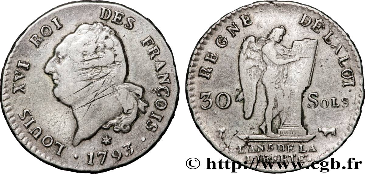 NATIONALKONVENT 30 sols dit  au génie , type FRANÇOIS 1793 Pau fSS