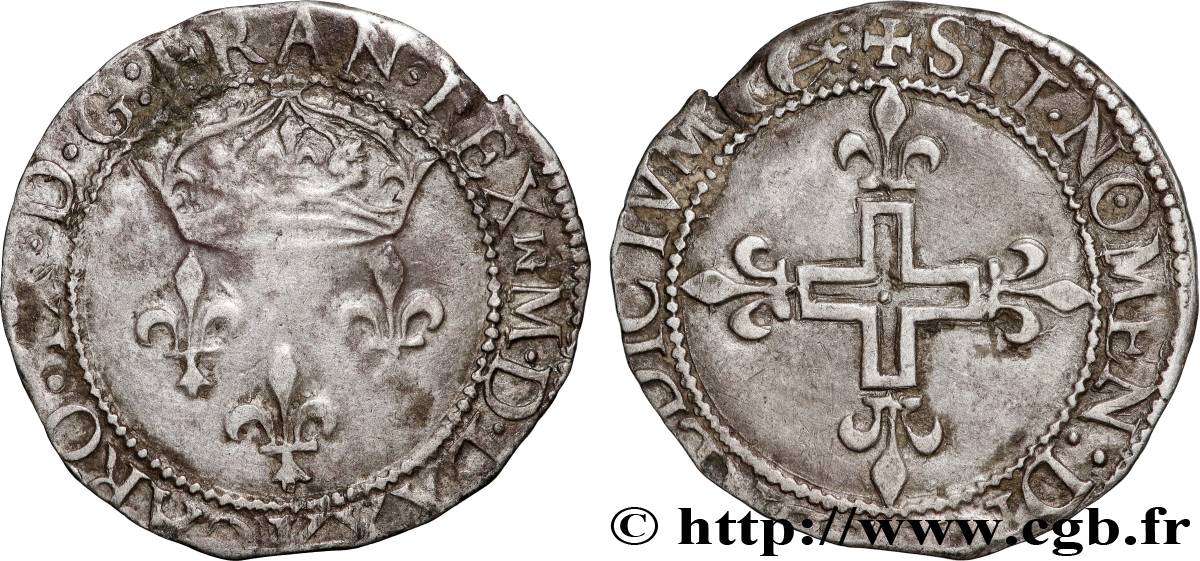 CHARLES IX Double sol parisis, 1er type 1570 Bordeaux TTB