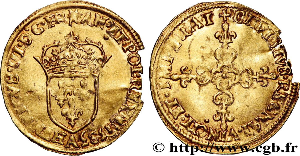 HENRY III Demi-écu d or au soleil, 3e type 1583 Paris XF