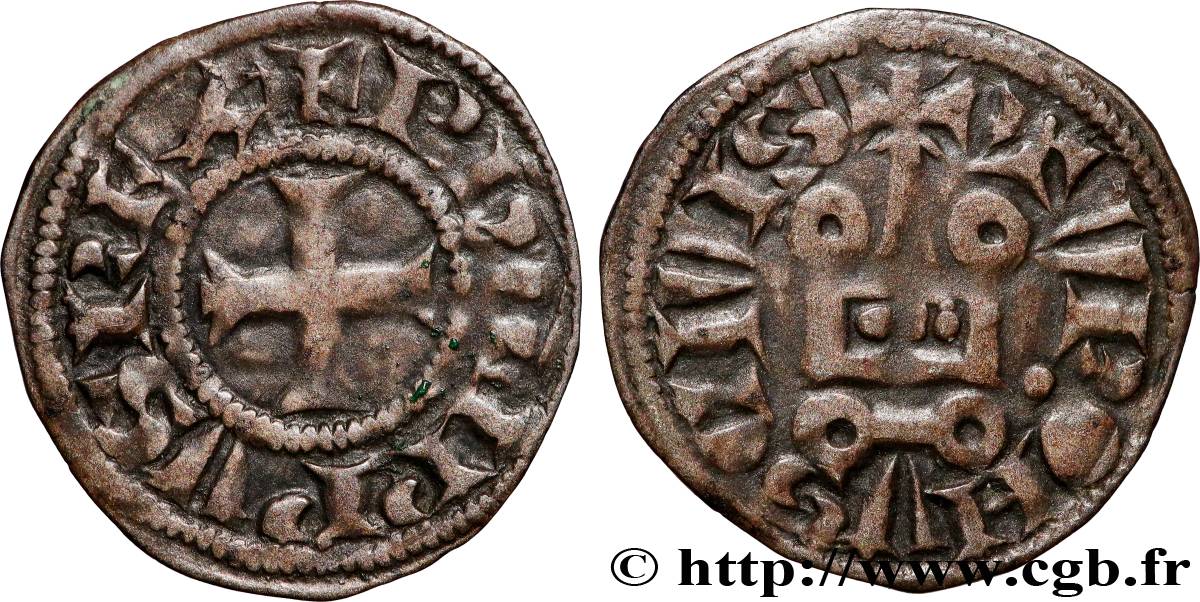 PHILIP III  THE BOLD  AND PHILIP IV  THE FAIR  Obole tournois à l O rond n.d. s.l. XF