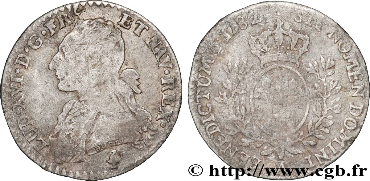 LOUIS XVI Dixième d écu aux branches d olivier 1782 Paris VF