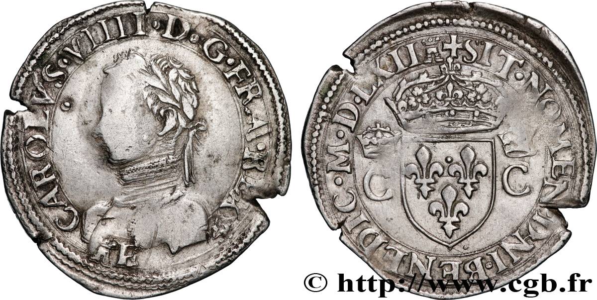 CHARLES IX Demi-teston, 2e type 1562 Tours TB+/TTB