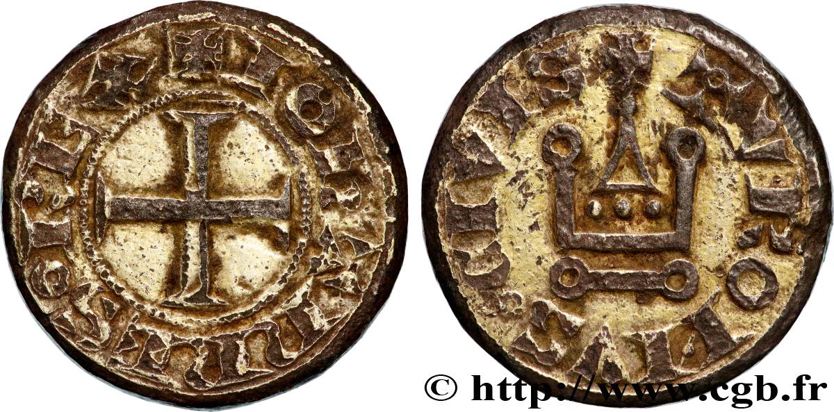 JOHN II  THE GOOD  Piéfort, denier tournois, 2e type n.d. s.l. XF