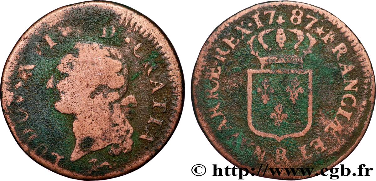 LOUIS XVI Sol dit  à l écu  1787 Orléans q.MB