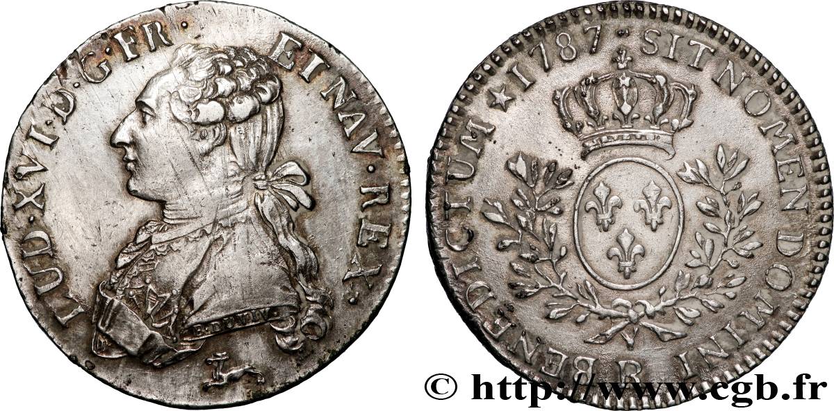 LOUIS XVI Cinquième d écu aux branches d olivier 1787 Orléans SUP/TTB+