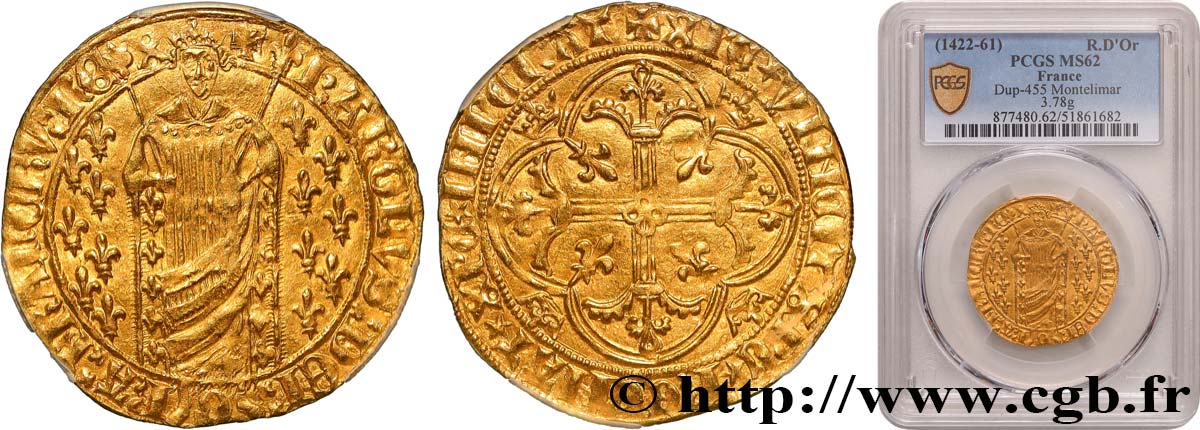 CHARLES VII  THE WELL SERVED  Royal d or n.d. Montélimar MS62