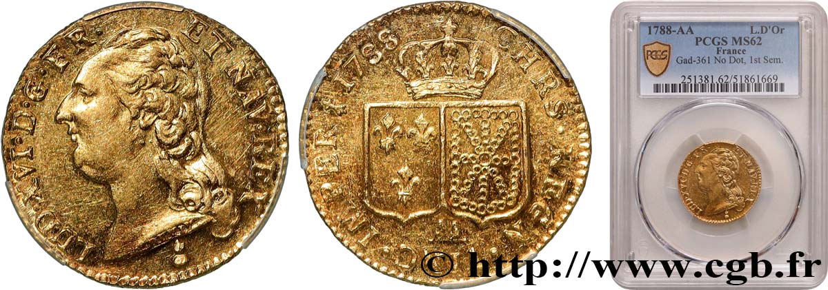 LOUIS XVI Louis d or aux écus accolés 1788 Metz MS62
