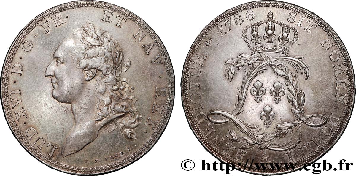 LOUIS XVI Écu dit  de Calonne , essai original à six pans de virole 1786 Paris SPL