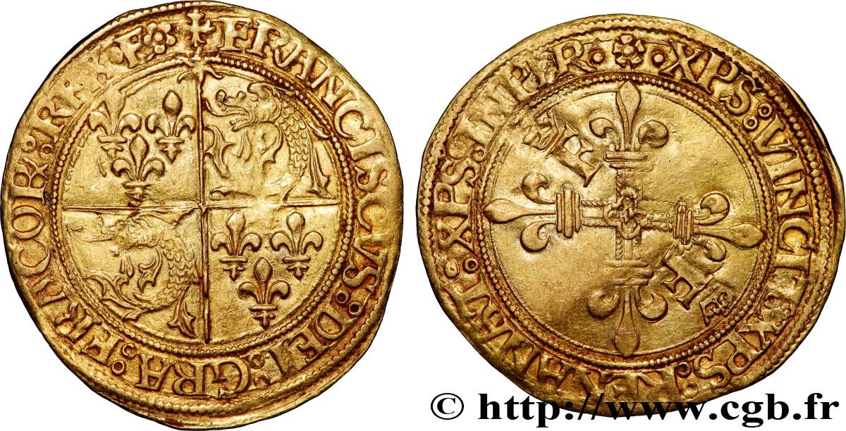FRANCOIS I Écu d or au soleil du Dauphiné, 2e type n.d. Grenoble AU