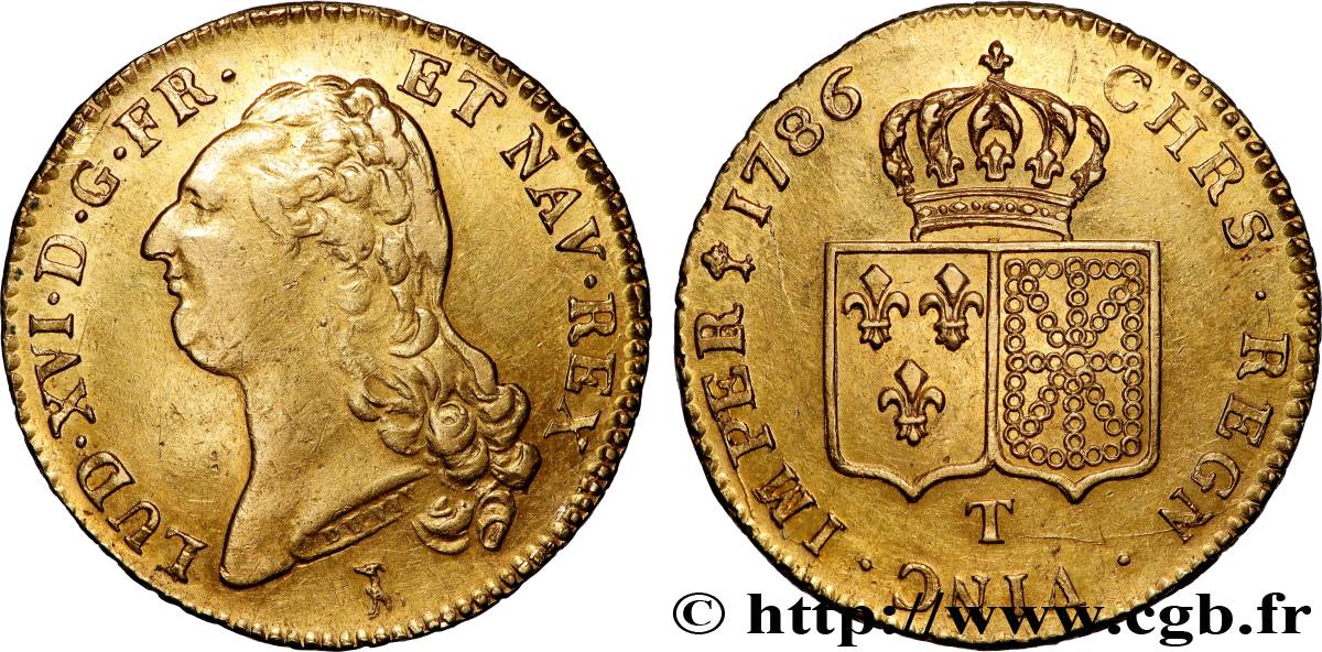 LOUIS XVI Double louis d’or aux écus accolés 1786 Nantes AU/AU