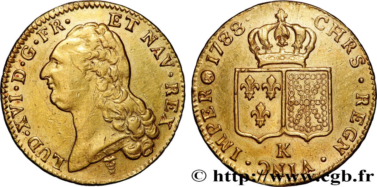 LOUIS XVI Double louis d’or aux écus accolés 1788 Bordeaux TTB+/SUP