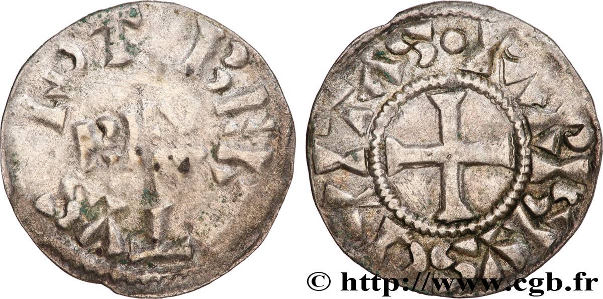 ROBERT II  THE PIOUS  Denier  n.d. Paris VF/XF