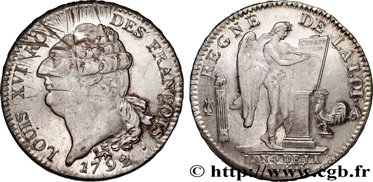 LOUIS XVI Écu au génie 1792 Paris MS