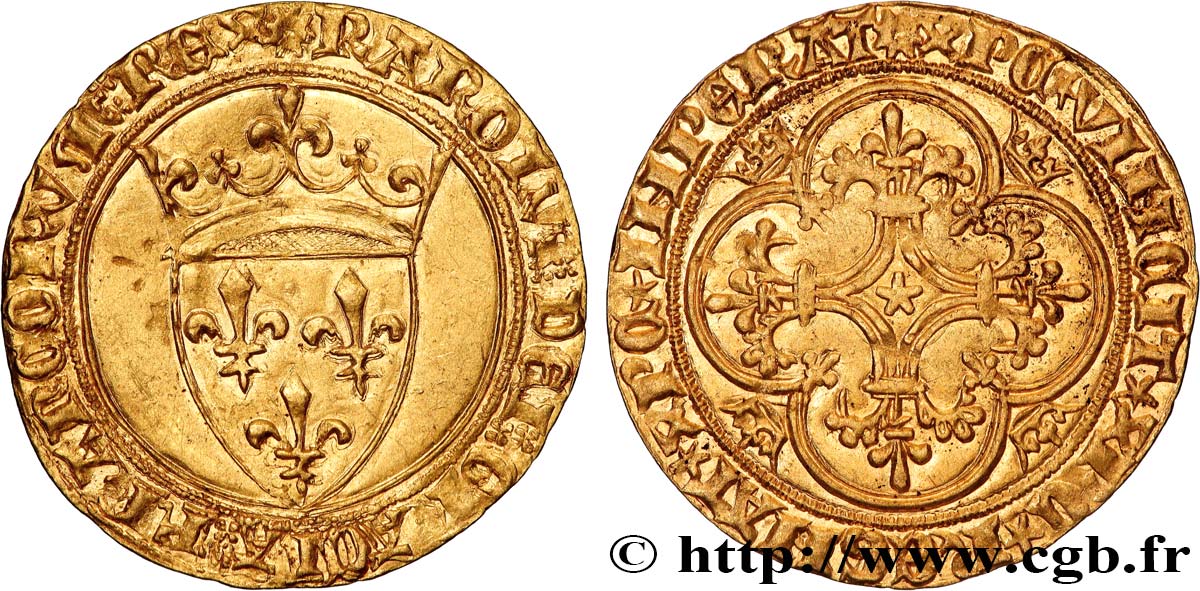 CHARLES VI LE FOU OU LE BIEN AIMÉ Écu d or à la couronne s.m.  SUP