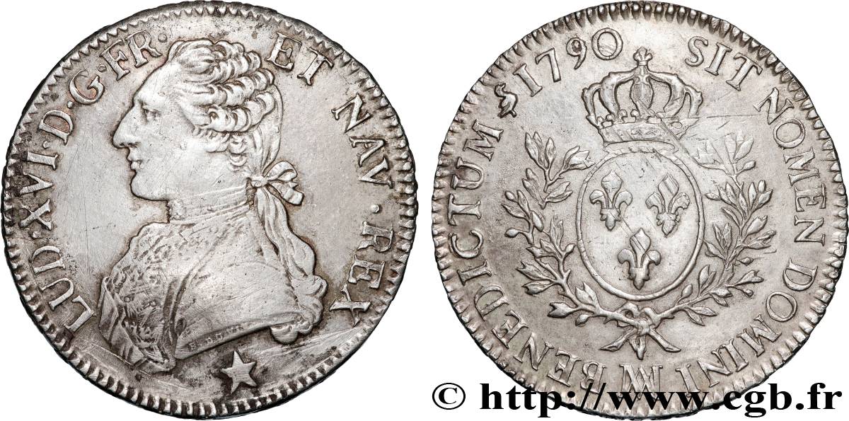 LOUIS XVI Écu aux branches d olivier 1790 Marseille TTB/TTB+
