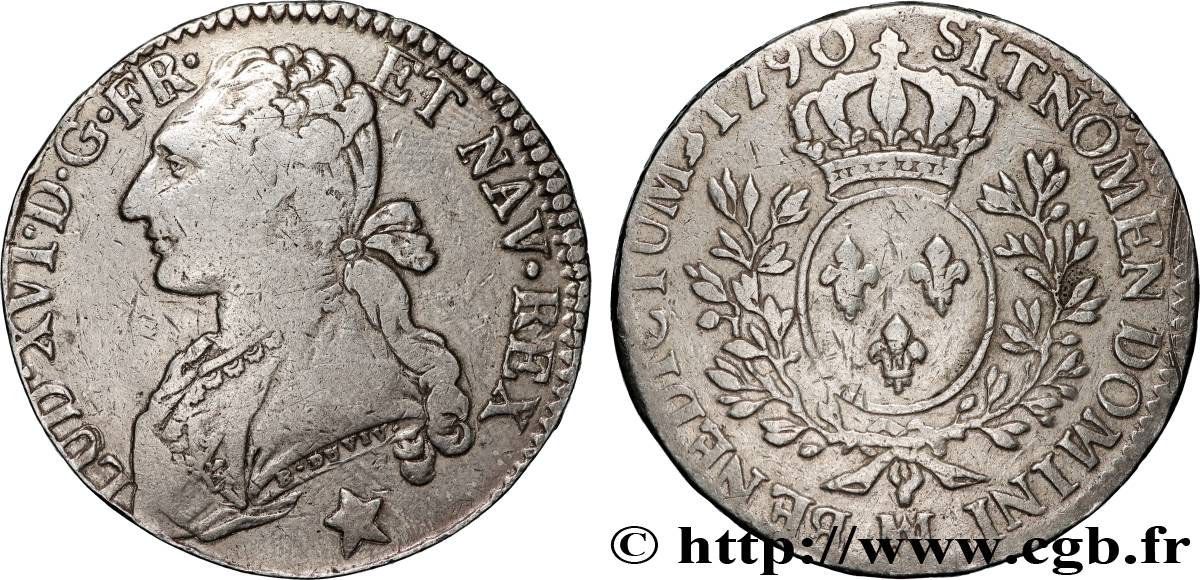 LOUIS XVI Demi-écu aux branches d olivier 1790 Marseille TB/TB+
