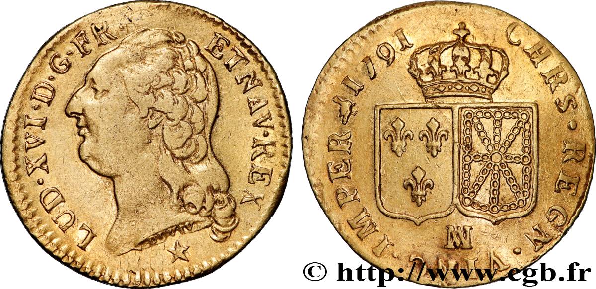 LOUIS XVI Louis d or aux écus accolés 1791 Marseille TB+/TTB