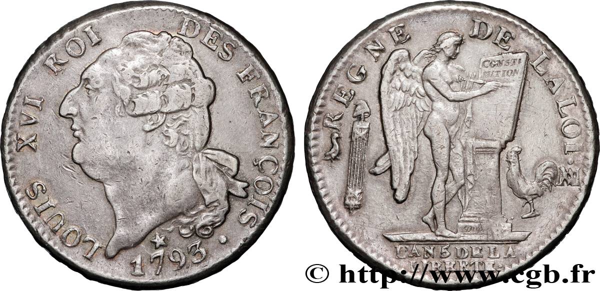 LOUIS XVI (MONARQUE CONSTITUTIONNEL)  Écu au génie 1793 Marseille TTB