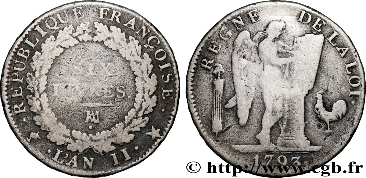 LA CONVENTION Six livres dit  au génie  1793 Marseille TB