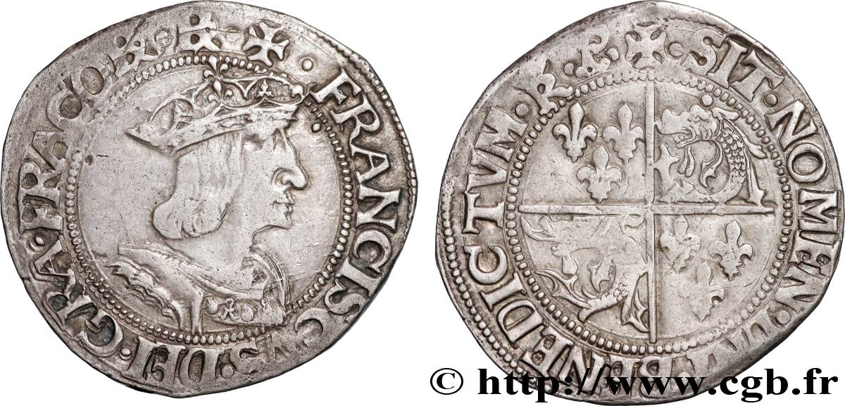 FRANCIS I Teston du Dauphiné, 2e type n.d. Romans VF