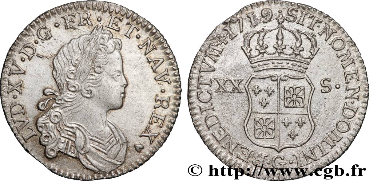 LOUIS XV DIT LE BIEN AIMÉ XX sols de Navarre 1719 Poitiers SUP