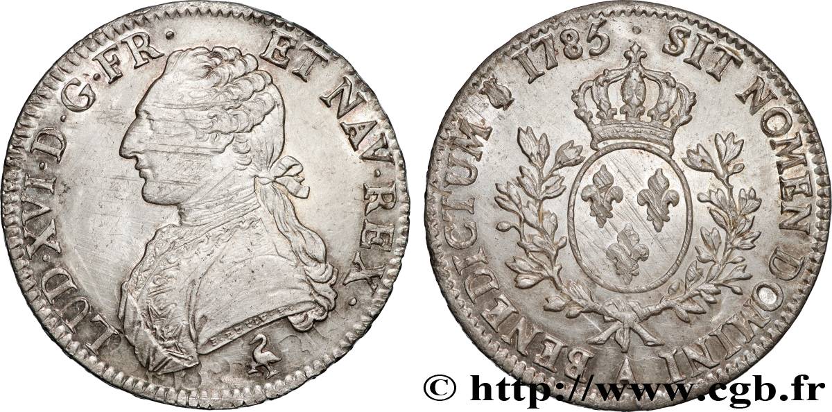 LOUIS XVI Écu aux branches d olivier 1785 Paris SUP