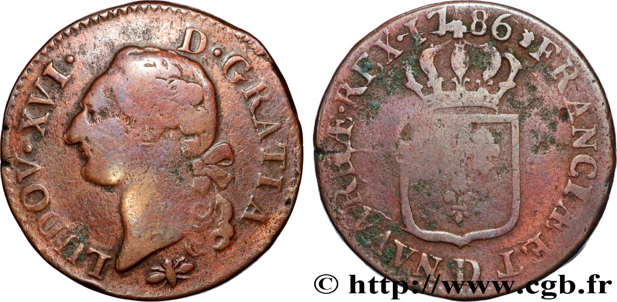 LOUIS XVI Sol dit  à l écu  1786 Lyon VF