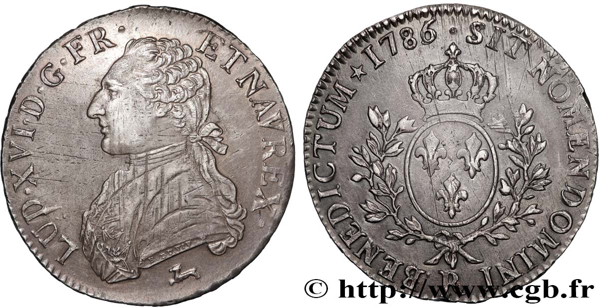 LOUIS XVI Écu aux branches d olivier 1786 Orléans TTB+/SUP