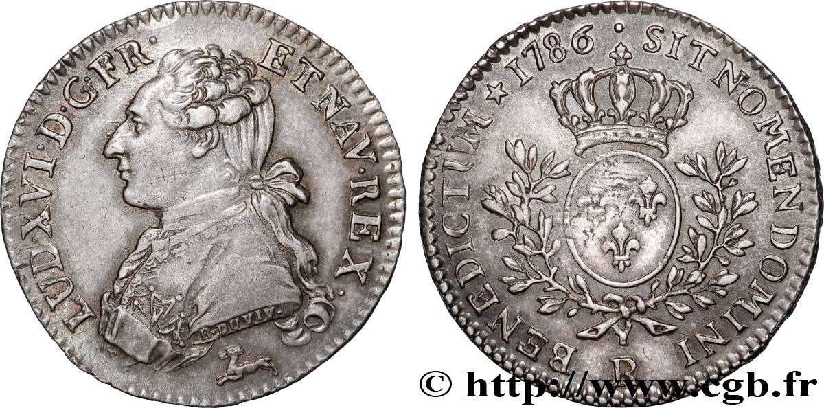 LOUIS XVI Cinquième d écu aux branches d olivier 1786 Orléans TTB+