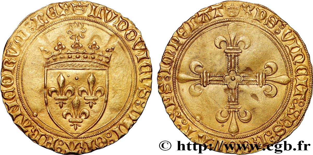 LOUIS XI THE  CAUTIOUS  Écu d or au soleil 02/11/1475 Paris AU