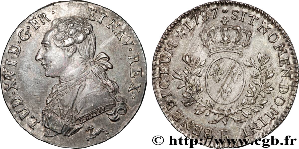 LOUIS XVI Cinquième d écu aux branches d olivier 1787 Orléans SUP