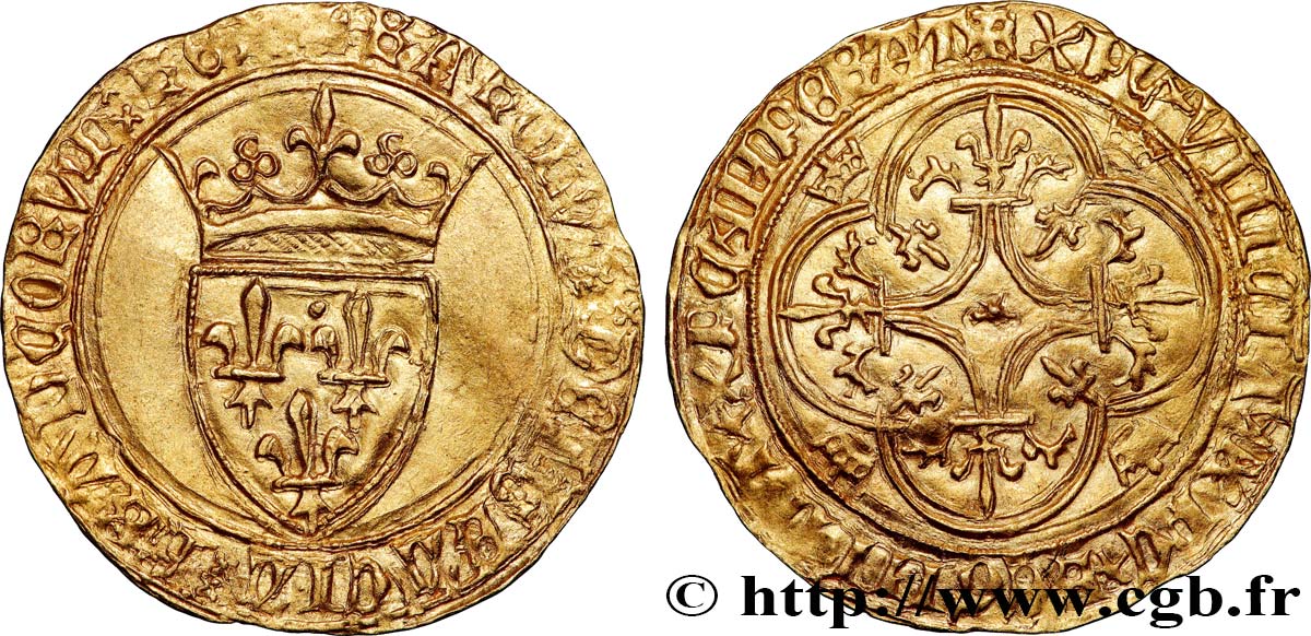 CHARLES VI LE FOU OU LE BIEN AIMÉ Écu d or à la couronne 28/02/1388  TTB+