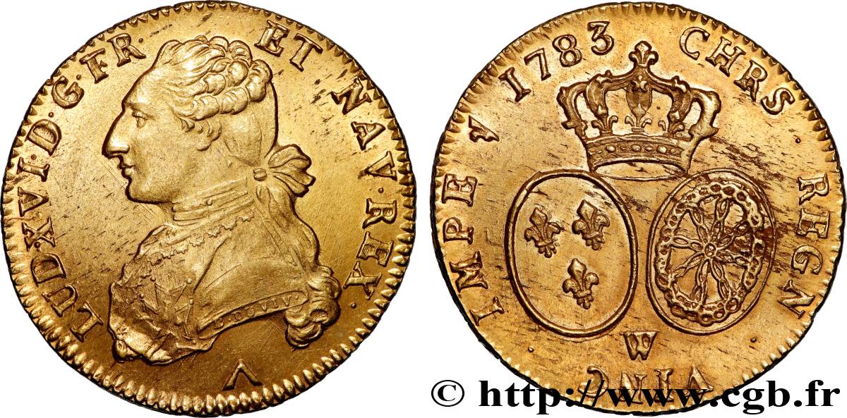 LOUIS XVI Double louis d’or aux écus ovales 1783 Lille MS