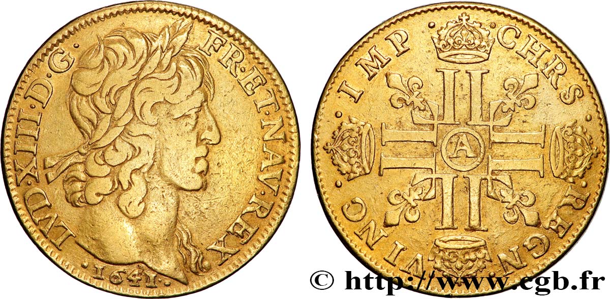 LOUIS XIII LE JUSTE Double louis d or aux huit L (effigie de Jean Warin) 1641 Paris, Monnaie du Louvre
