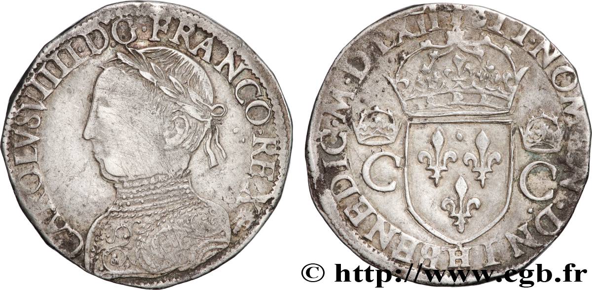 CHARLES IX Teston, 2e type 1562 La Rochelle TB+/TTB