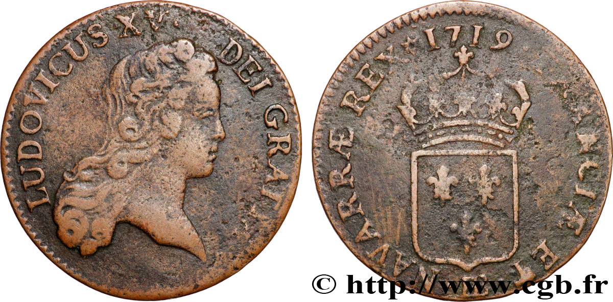 LOUIS XV THE BELOVED Demi-sol au buste enfantin 1719 Strasbourg VF