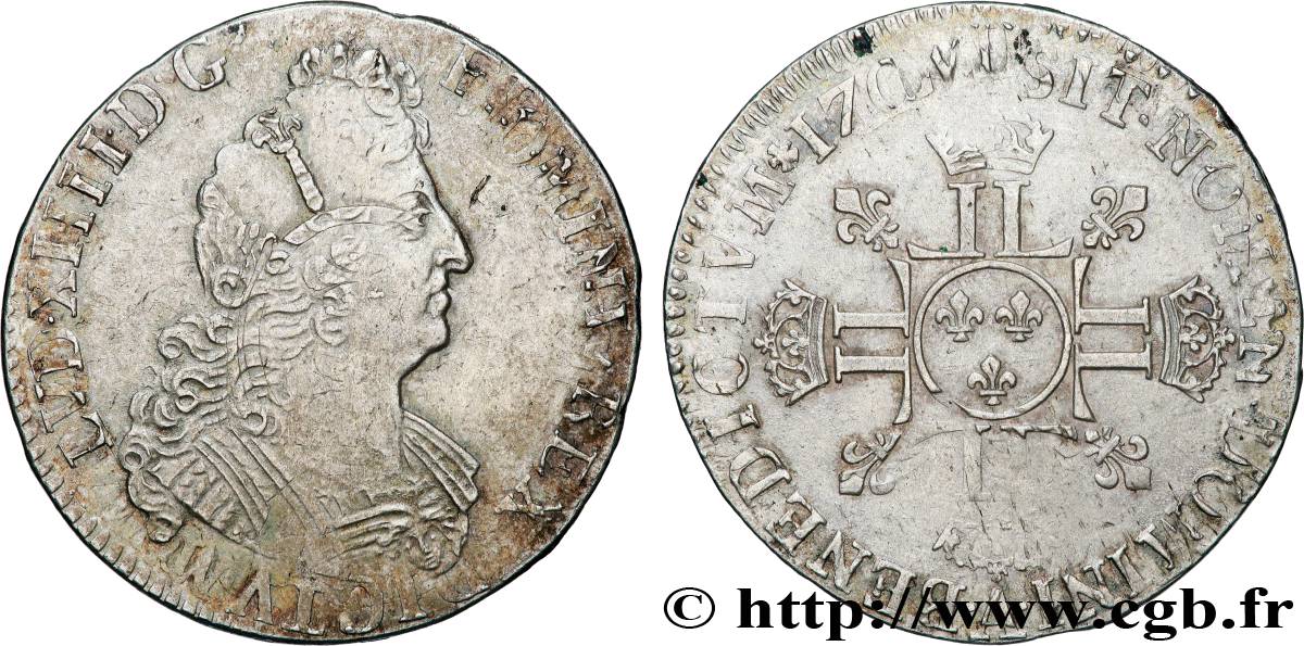 LOUIS XIV LE GRAND OU LE ROI SOLEIL Demi-écu aux huit L, 2e type s.m. Paris TTB