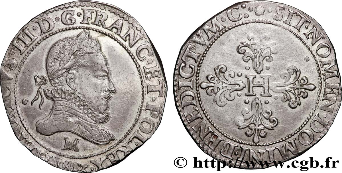 HENRY III Franc au col fraisé 1583 Toulouse AU