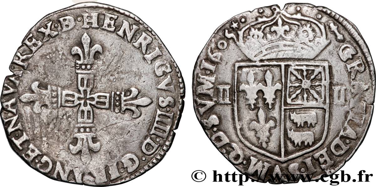 HENRI IV LE GRAND Quart d écu de Béarn 1605 Morlaàs TTB